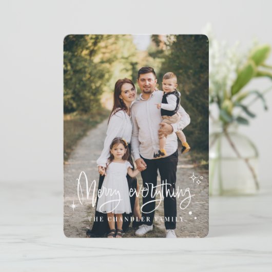 Prettig Kerstmis Gezins Kerstvakantie Kaart (Staand voorkant)