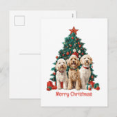 Prettig Kerstmis Goldendoodle Honden Feestdagenkaart (Voorkant / Achterkant)