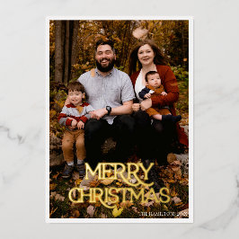 Prettig Kerstmis Goud Folie Zwart & Wit Streep Uitnodiging