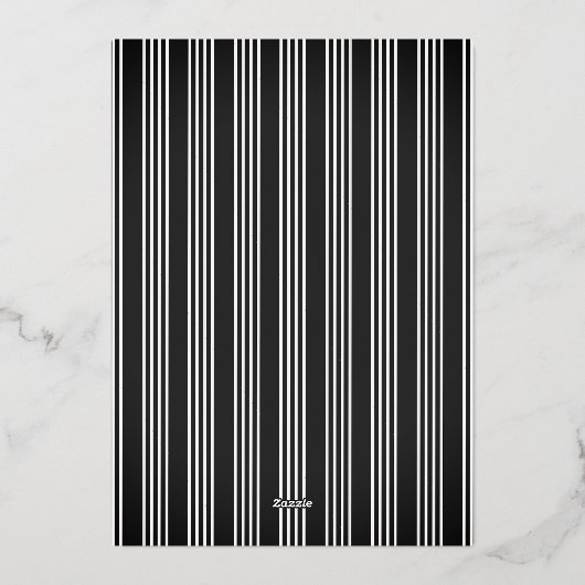 Prettig Kerstmis Goud Folie Zwart & Wit Streepdesi Folie Uitnodiging (Achterkant)