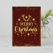 Prettig Kerstmis Goud Rood Folie Feestdagenkaart (Staand Voorkant)