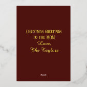 Prettig Kerstmis Goud Rood Folie Feestdagenkaart (Achterkant)