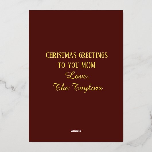 Prettig Kerstmis Goud Rood Folie Feestdagenkaart (Achterkant)