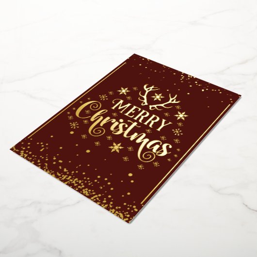 Prettig Kerstmis Goud Rood Folie Feestdagenkaart (Gedraaid)