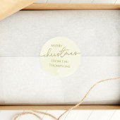 Prettig Kerstmis Gouden Calligrafie Script Aangepa Ronde Sticker
