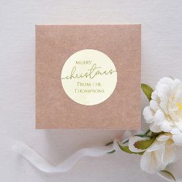 Prettig Kerstmis Gouden Calligrafie Script Aangepa Ronde Sticker