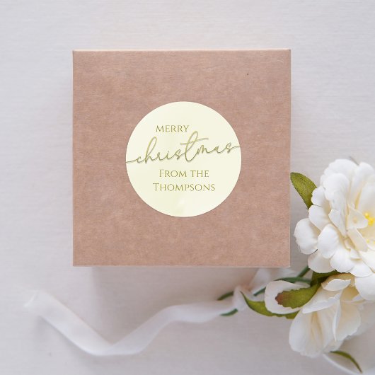 Prettig Kerstmis Gouden Calligrafie Script Aangepa Ronde Sticker