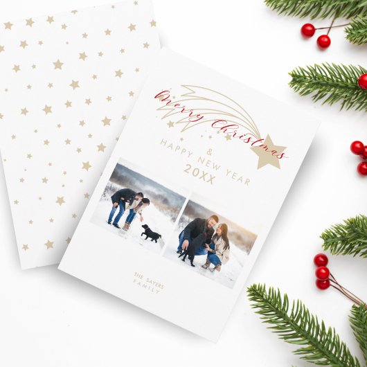 Prettig Kerstmis Gouden Effect Kerstster Collage Feestdagenkaart