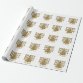 Prettig Kerstmis Gouden Kerstboom Cadeaupapier (Uitgerold)