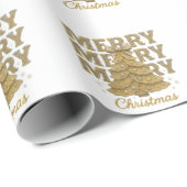 Prettig Kerstmis Gouden Kerstboom Cadeaupapier (Rol Hoek)