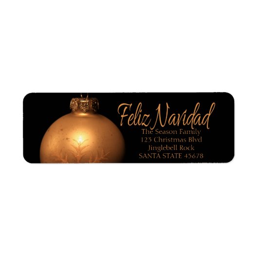 Prettig Kerstmis  Gouden ornament label (Voorkant)