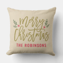 Prettig Kerstmis Gouden Schrift Familienaam Beige