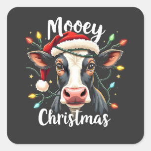 Prettig Kerstmis Grappig Kerst Rundvee Liefhebbers Vierkante Sticker