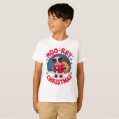 Prettig Kerstmis Grappige Koe Santa Kerstmis T-shirt (Voorkant volledig)
