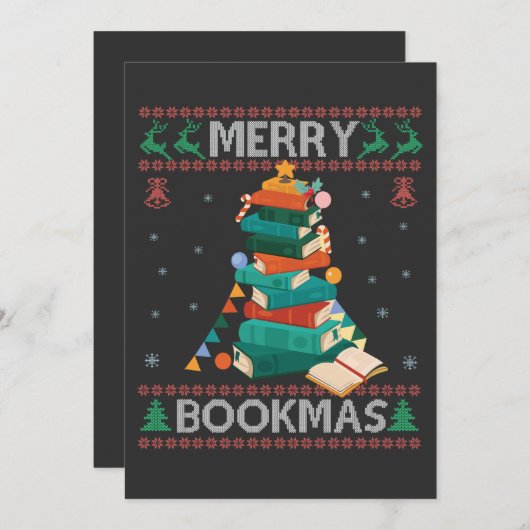 Prettig Kerstmis Grappige Lelijke Kersttrui Biblio Kaart (Voorkant / Achterkant)