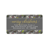 Prettig Kerstmis Grijs Goud Elegant Script Adres Etiket (Voorkant)