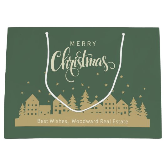 Prettig Kerstmis Groen Retro | Vastgoedcliënten Groot Cadeauzakje (Voorkant)