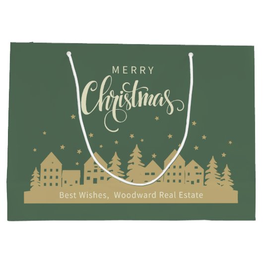 Prettig Kerstmis Groen Retro | Vastgoedcliënten Groot Cadeauzakje (Achterkant)