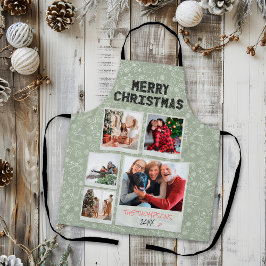 Prettig Kerstmis Groene Doodles 5 Foto Familie Cad Schort