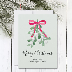 Prettig Kerstmis Groene Maretak Feestdagenkaart