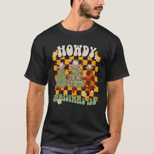 Prettig Kerstmis Groovy Zalig Kerstmis Koeienhuid T-shirt