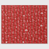 Prettig Kerstmis Hand Getekende Doodle Rode Strepe Cadeaupapier (Vlak)