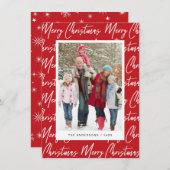 Prettig Kerstmis Hand Lettered Foto Script Tekst Feestdagenkaart (Voorkant / Achterkant)