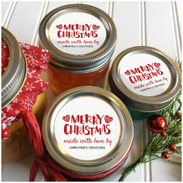 Prettig Kerstmis Hartjes Maken Met Liefde Ronde Sticker