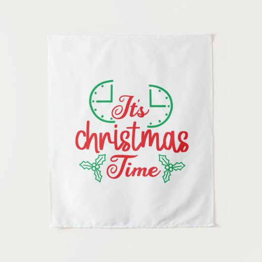 Prettig Kerstmis Het Is Kersttijd Wandkleed (Voorkant)