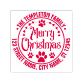 Prettig Kerstmis Hond Klauwen Naam Retouradres Zelfinktende Stempel (Design)