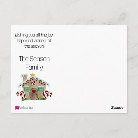 Prettig Kerstmis Huis van Gemberkoek Ansichtkaart Briefkaart (Achterkant)