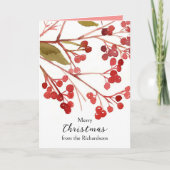 Prettig Kerstmis Hulst Bessen Natuur Aangepaste Na Kaart (Voorkant)
