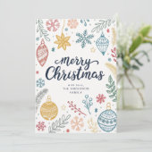 Prettig Kerstmis Inkt Doodles Zonder Foto Feestdagenkaart (Staand voorkant)