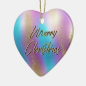 Prettig Kerstmis Iridescente Regenboog Glam Keramisch Ornament (Links)