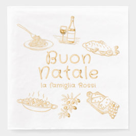Prettig Kerstmis Italiaans Kerstfeest Eten Doodles Folie Servetten