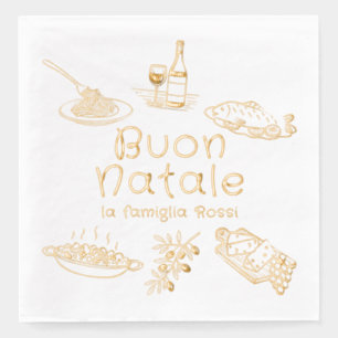 Prettig Kerstmis Italiaans Kerstfeest Eten Doodles Folie Servetten