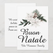 Prettig Kerstmis Italiaans Zalig Kerstfeest Bloems Feestdagenkaart (Voorkant / Achterkant)