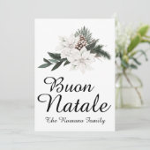 Prettig Kerstmis Italiaans Zalig Kerstfeest Bloems Feestdagenkaart (Staand voorkant)