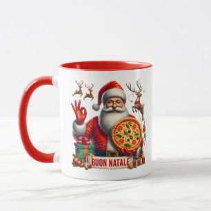Prettig Kerstmis Italiaanse Kerstman met Pizza & R Mok