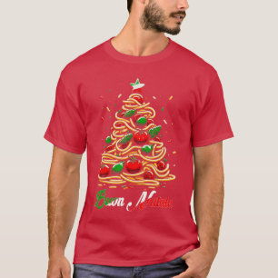 Prettig Kerstmis Italiaanse Pasta Kerstboom Kerstm T-shirt