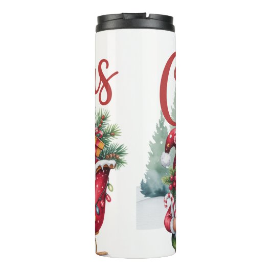 Prettig kerstmis Kabouter Bekerglas Thermosbeker (Achterkant)