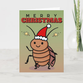 Prettig Kerstmis Kakkerlak met een Kerstman Hoed Kaart