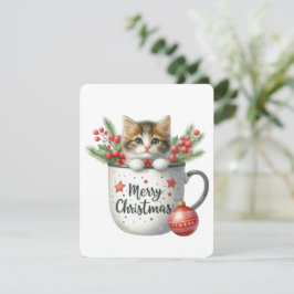 Prettig Kerstmis Kat In Een Kop - Kerstmis Feestdagenkaart