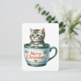 Prettig Kerstmis Kat In Een Kop - Kerstmis Feestdagenkaart