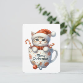 Prettig Kerstmis Kat In Een Kop - Kerstmis Feestdagenkaart