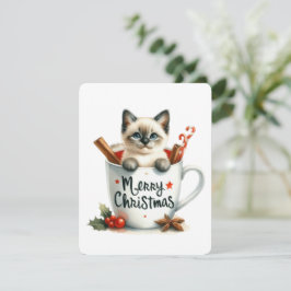 Prettig Kerstmis Kat In Een Kop - Kerstmis Feestdagenkaart