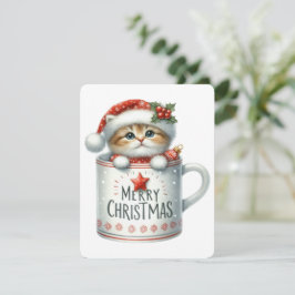 Prettig Kerstmis Kat In Een Kop - Kerstmis Feestdagenkaart