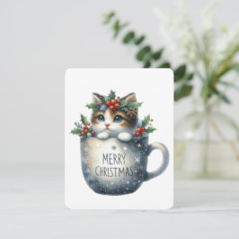 Prettig Kerstmis Kat In Een Kop - Kerstmis Feestdagenkaart