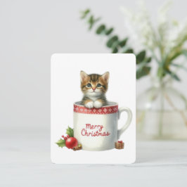 Prettig Kerstmis Kat In Een Kop - Kerstmis Feestdagenkaart