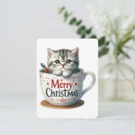 Prettig Kerstmis Kat In Een Kop - Kerstmis Feestdagenkaart